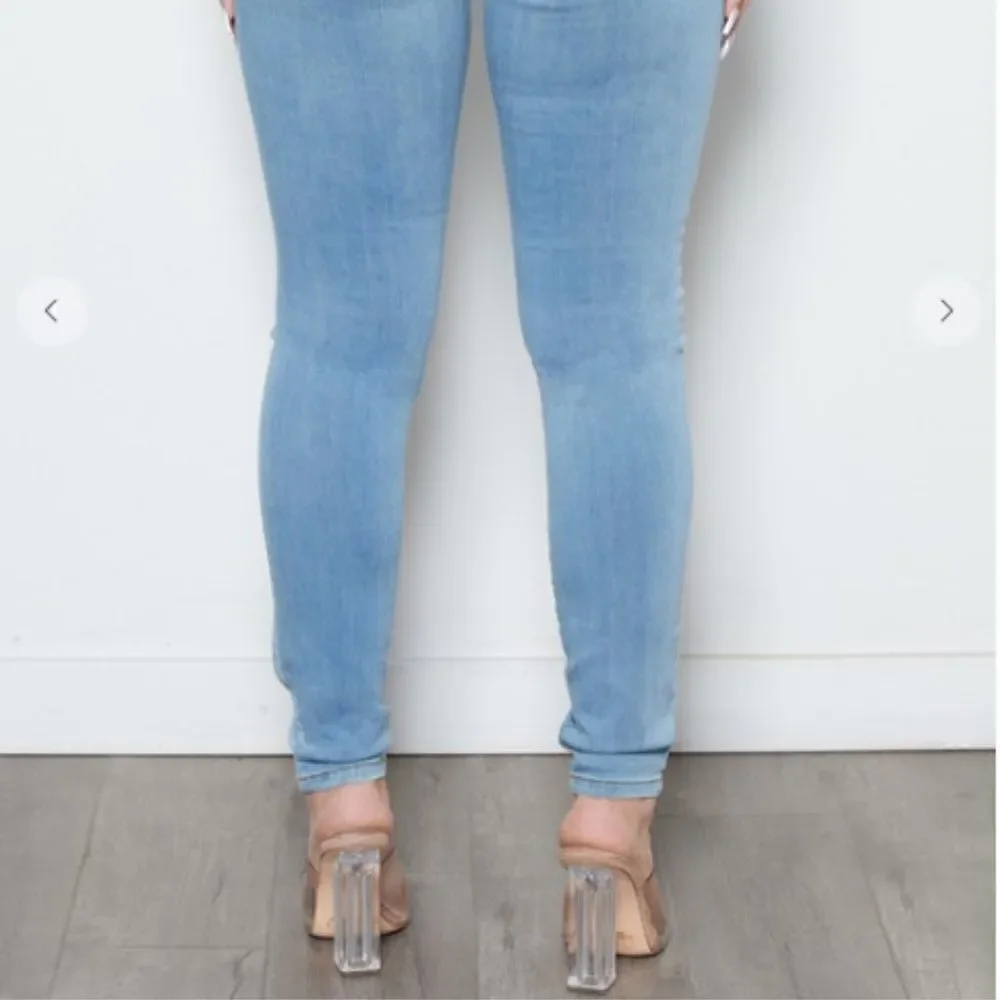 NEW! Sexy Color Blocked Pull On Skinny Blue Jeans Denim Boho Patchwork Leggings